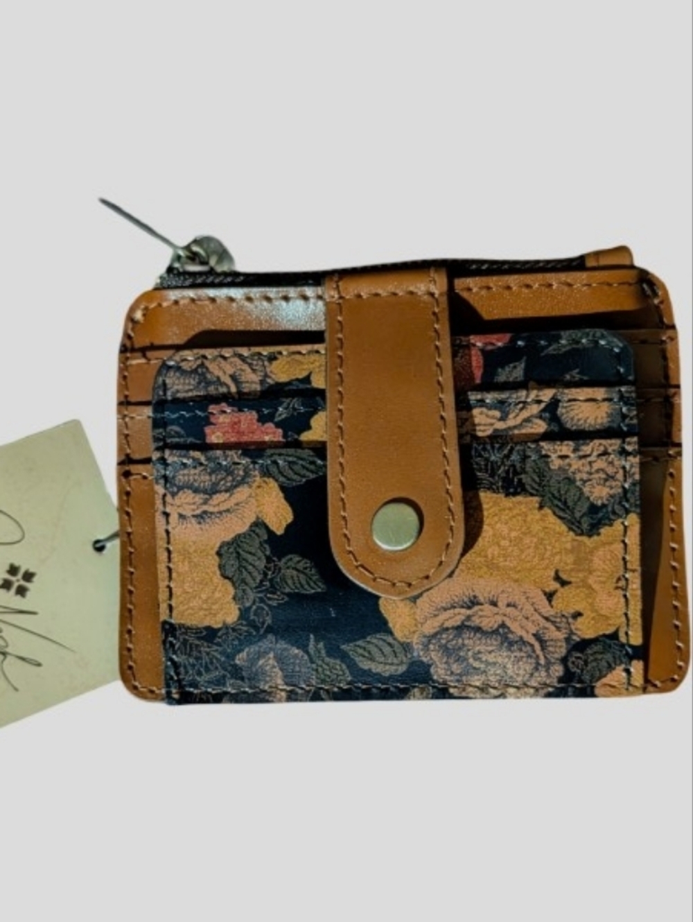 Patricia Nash Cassis Denim Fields Small Card Bi-fold Snap Closed Wallet